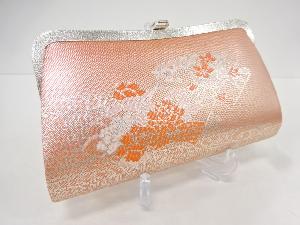 リサイクル　佐賀錦　地紙に牡丹･観世水模様織り出し和装バッグ